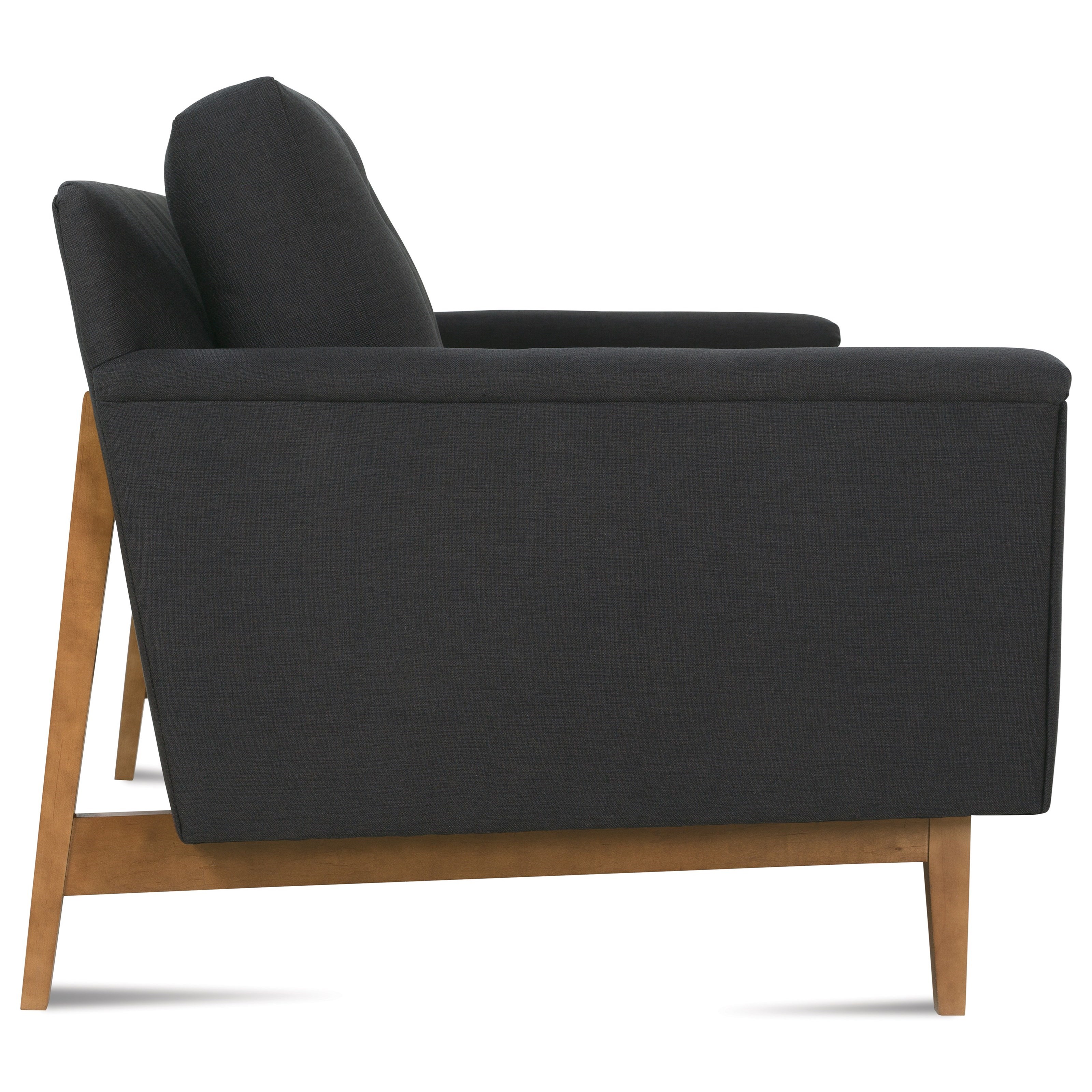 Rowe Ethan MidCentury Modern Sofa with Tufted Back Pillows Reeds